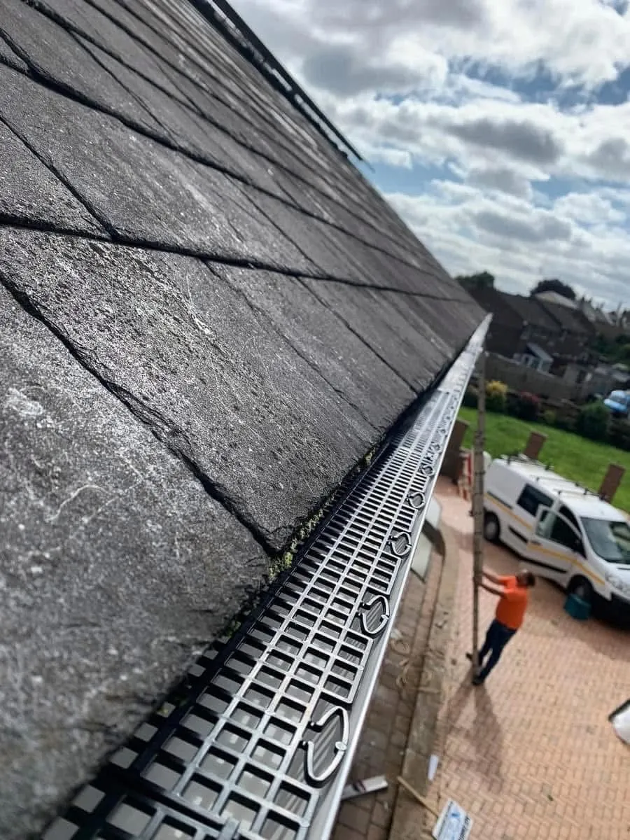 Gutter guard fitted on a slate roof in Plymouth